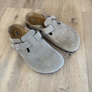 Birkenstock Boston Clog Suede Leather Taupe 38